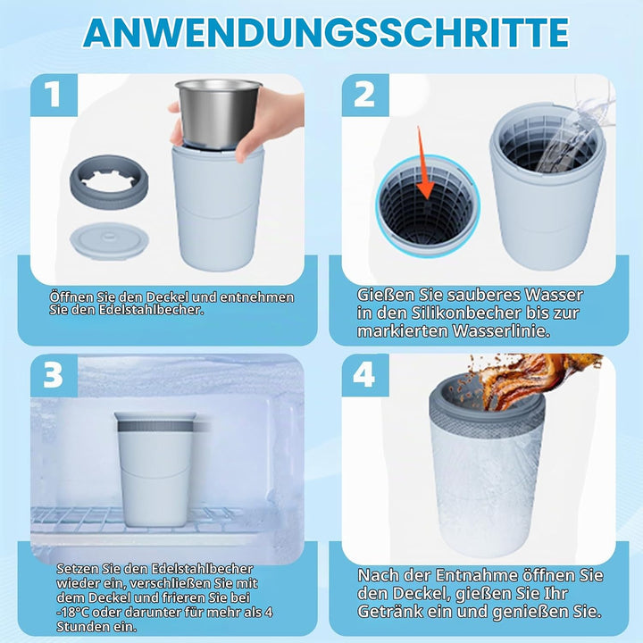 Eiswürfelflasche mit Edelstahlbecher &amp; Deckel,Blau Wiederverwendbar | Doppelwandige Isolierung, 2-in