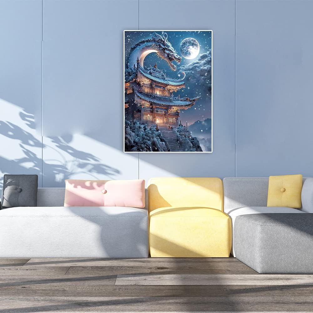 5D DIY Square Drill Diamond Painting Drachen 40x50 cm 3D Ai Diamond Painting Eckige Steine Diamant P