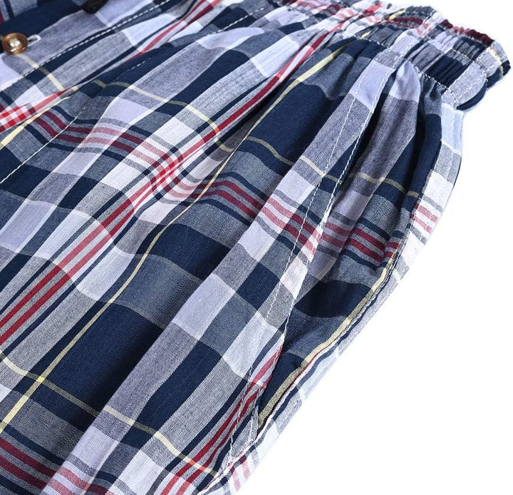 MoFiz Herren Kurze Pyjamahose Baumwolle Schlafshorts Karierte Schlafanzughose Freizeithose Karo Loun