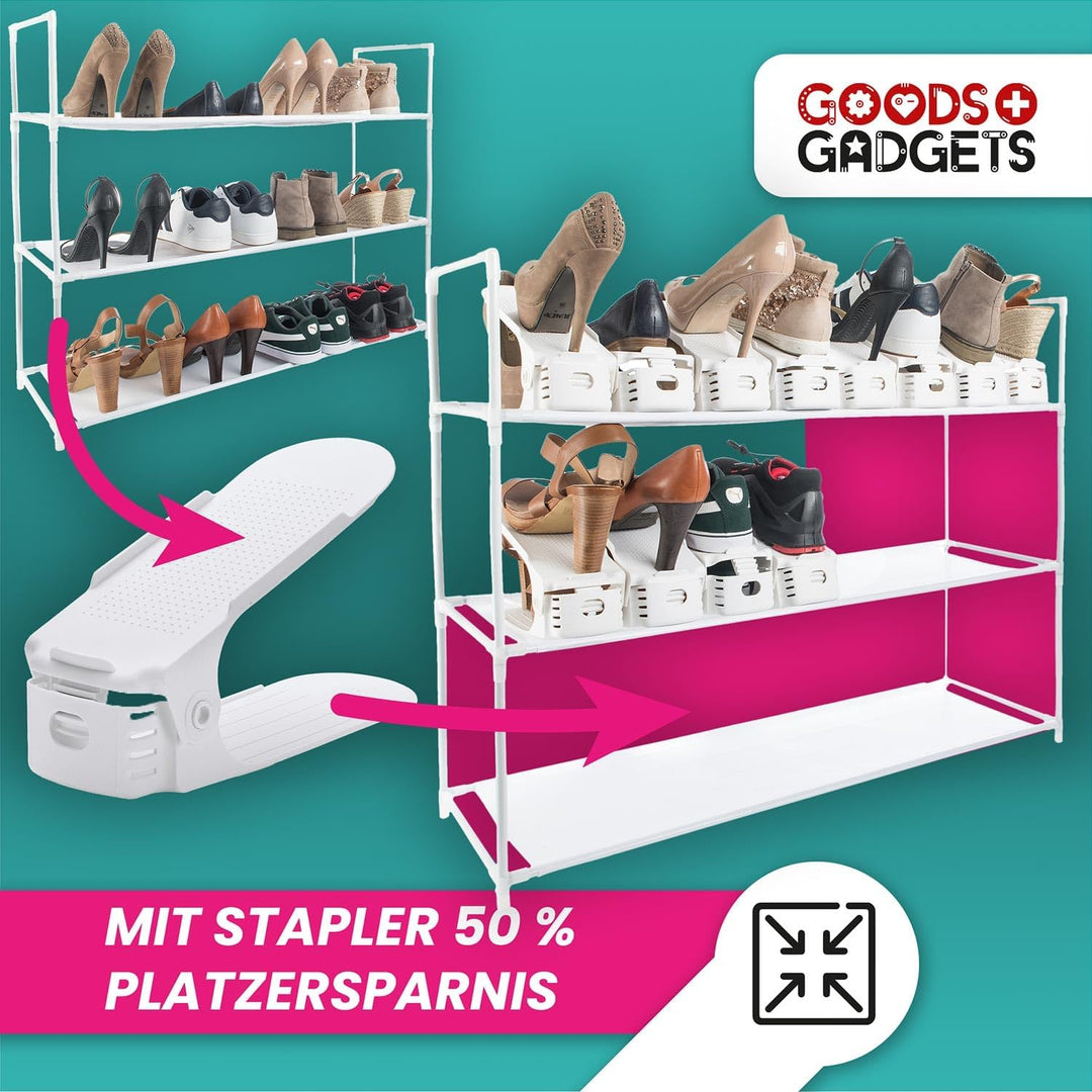 Schuhstapler - Schuhorganizer für 50% mehr Platz im Schuhregal, Schuhschrank 10 Stk Set Schuhordner