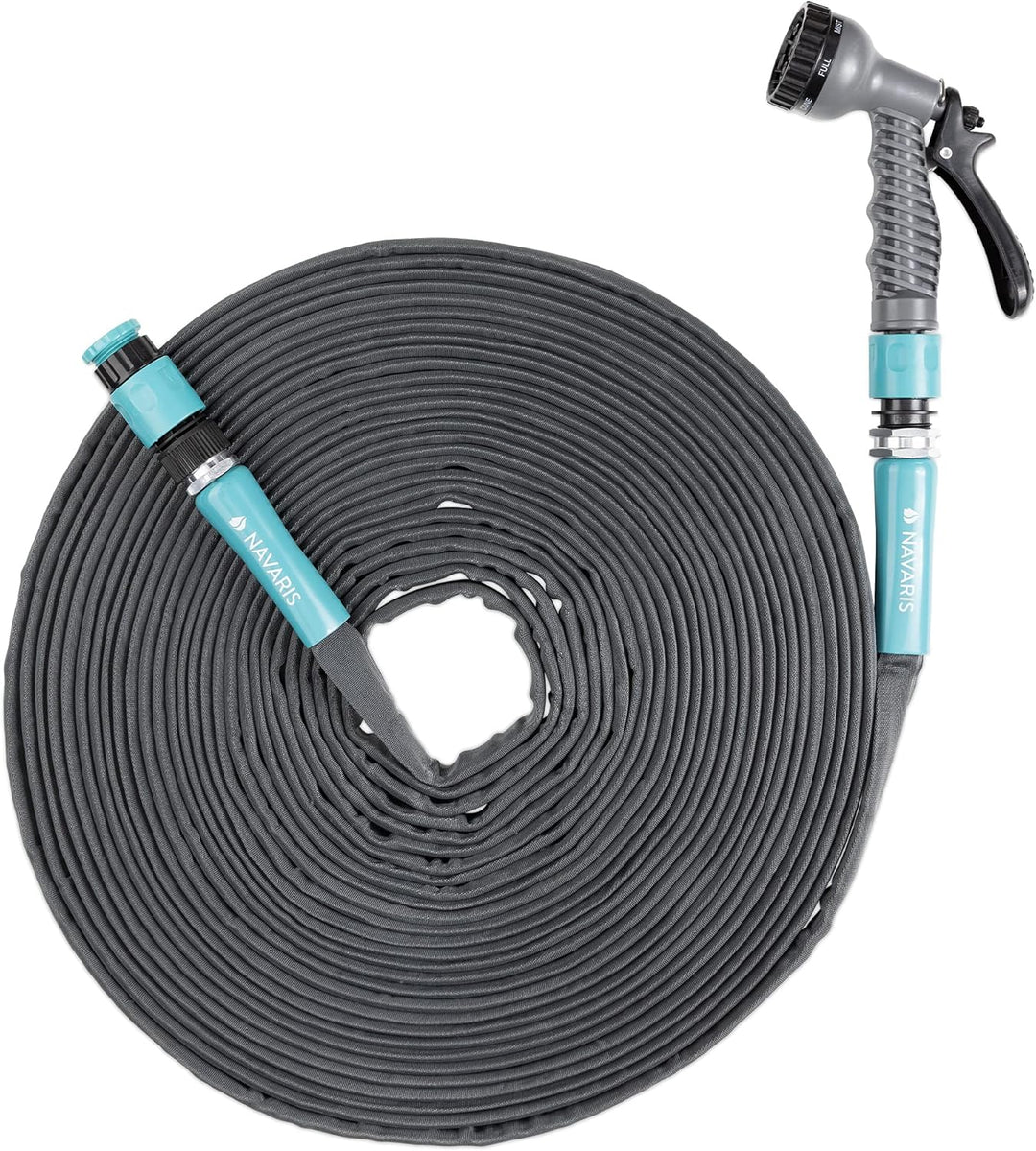 Navaris Flexibler Gartenschlauch 22,5m - Flachschlauch mit Brause und Schnelladaptern - Wasserschlau