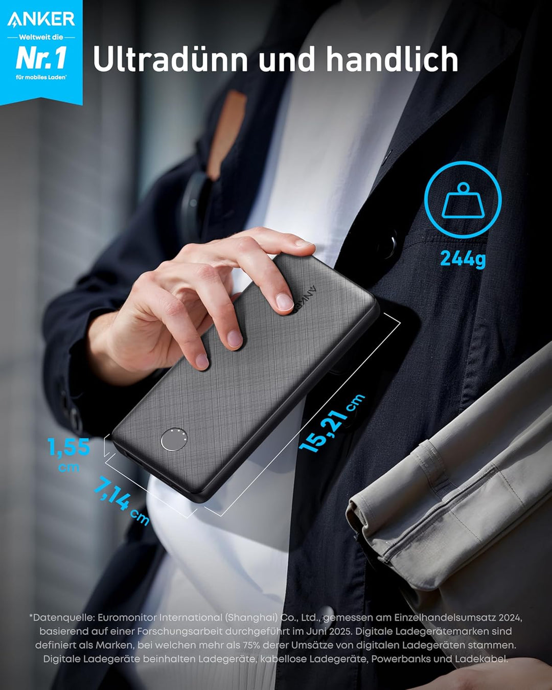 Anker Power Bank (PowerCore 10K), Compact 10,000mAh Battery Pack with PowerIQ Charging Technology an