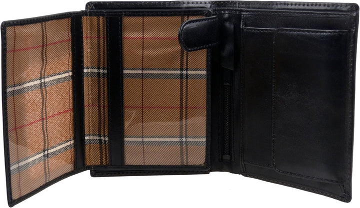 Herren LUXURIÖSE LEDER GELDBÖRSE Von VISCONTI Monza Kollektion In Italienisch Schwarz - Geschenkverp