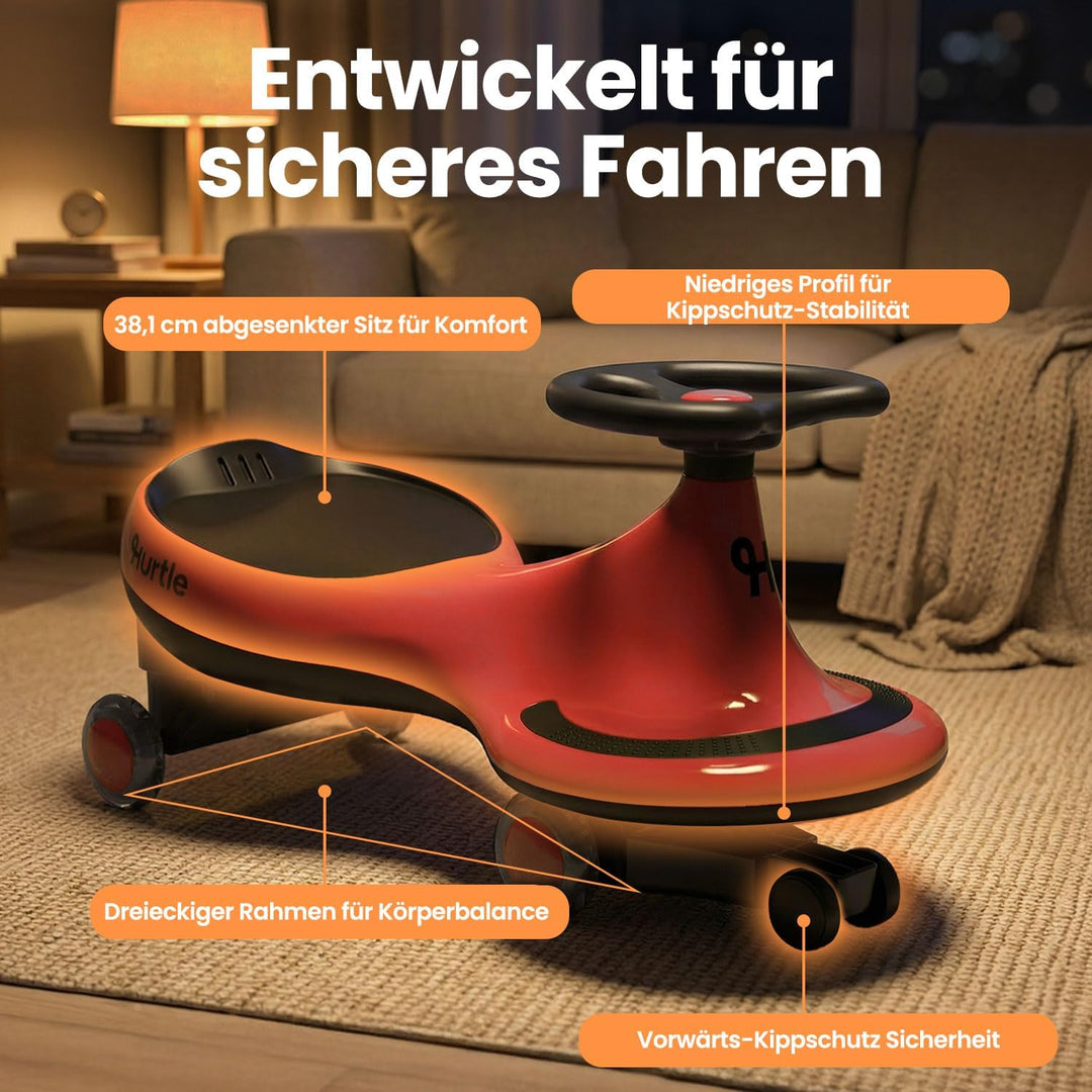 Hurtle Rutschauto Wiggle Drift Car für Kinder Rot Ohne Batterien Twist and Go fördert Motorik Indoor