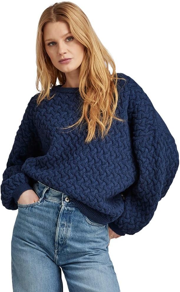 G-Star Damen Chunky Loose Boat Knitted Pullover Knits L Blau (Rank Blue D23968-d170-868), L Blau (Ra
