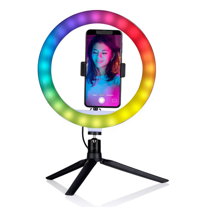 GRUNDIG LED Ringlicht mit Stativ - 150 LEDs, Handystativhalter, USB, Verstellbar, Farb- und Helligke