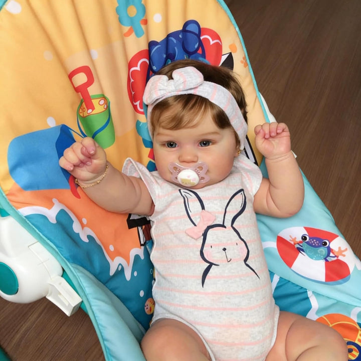 Zero pam Reborn Baby Mädchen Vollsilikon 20 Zoll 50 cm Süss Lächeln Lebensecht Mädchen Augen Auf, Pu