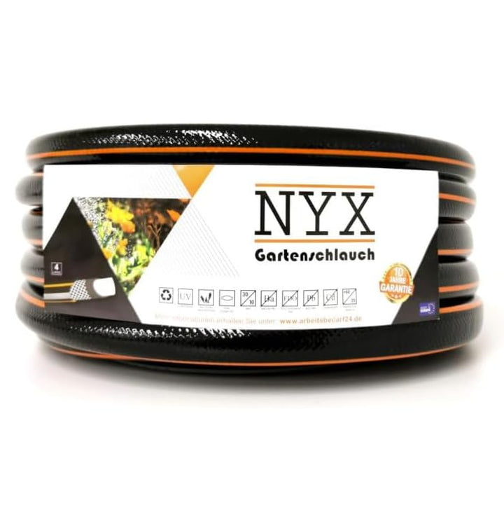 Gartenschlauch 1/2" NYX Premium 10 Jahre Garantie 4 lagig Wasserschlauch Bewässerungsschlauch schwar