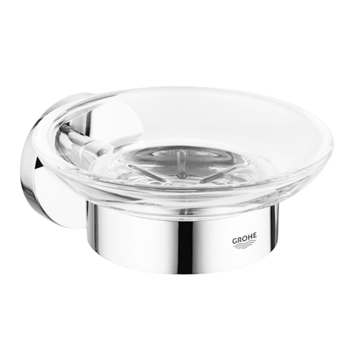 GROHE Essentials - Seifenschale (mit Halter, Material: Glas/Metall, verdeckte Befestigung, geeignet