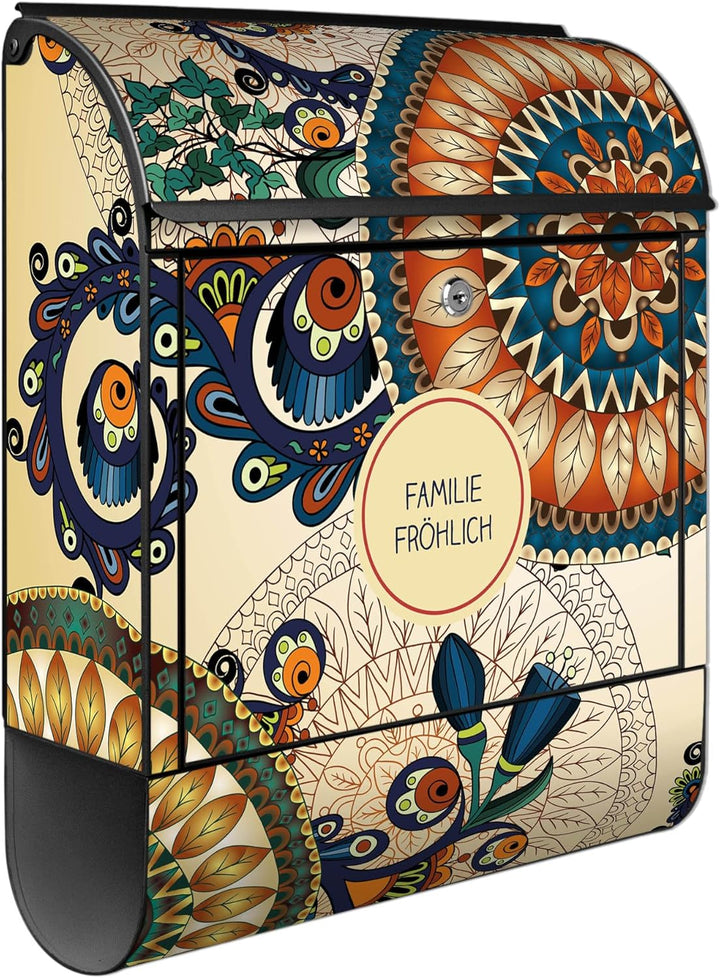 banjado Design Briefkasten personalisiert 38,5x46,5x13cm & 2 Schlüssel - Briefkasten Stahl Schwarz Z