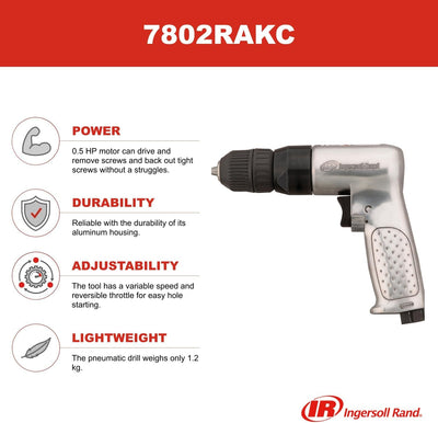 Ingersoll Rand Druckluftbohrmaschine 7802RAKC, Hochleistungs-Druckluftbohrmaschine mit schlüssellose