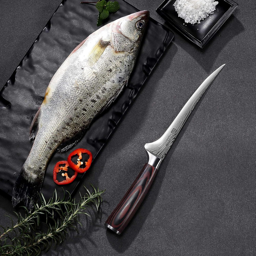 PAUDIN Filetiermesser Fisch 18 cm, Professionelles Küchenmesser Fischmesser, Ausbeinmesser aus Hochw