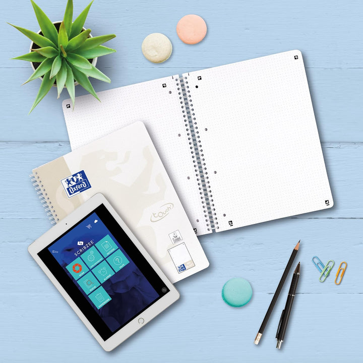 Oxford Touch Collegeblock A4 punktkariert/dotted, 80 Blatt, lichtgrau, 10 Stück Single, Single