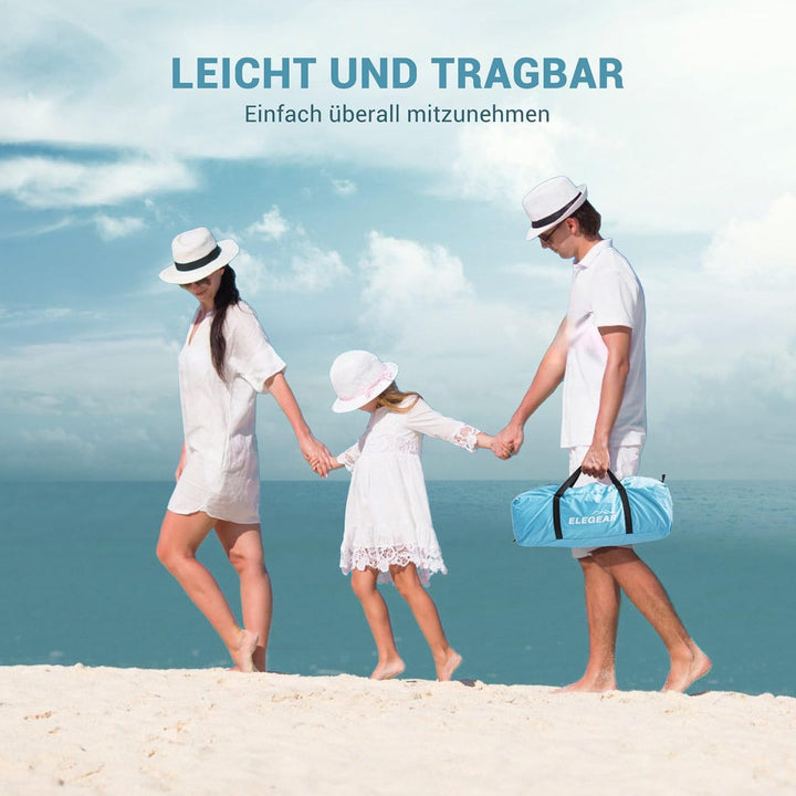 Elegear CumbreX Strandmuschel mit Sonnendach, 4-5 Personen Strandzelt UV Schutz 50+ Einfacher Aufbau