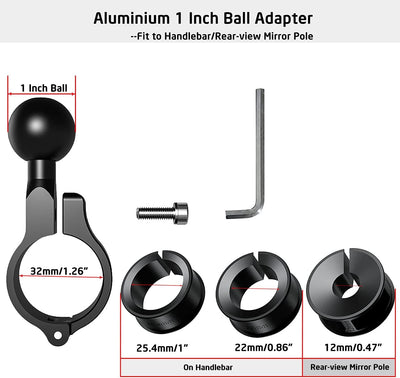 iMESTOU 2 x Aluminium-Kugelbasis für Lenkerhalterungen, Kugeladapter passend für RAM-Handyhalterunge