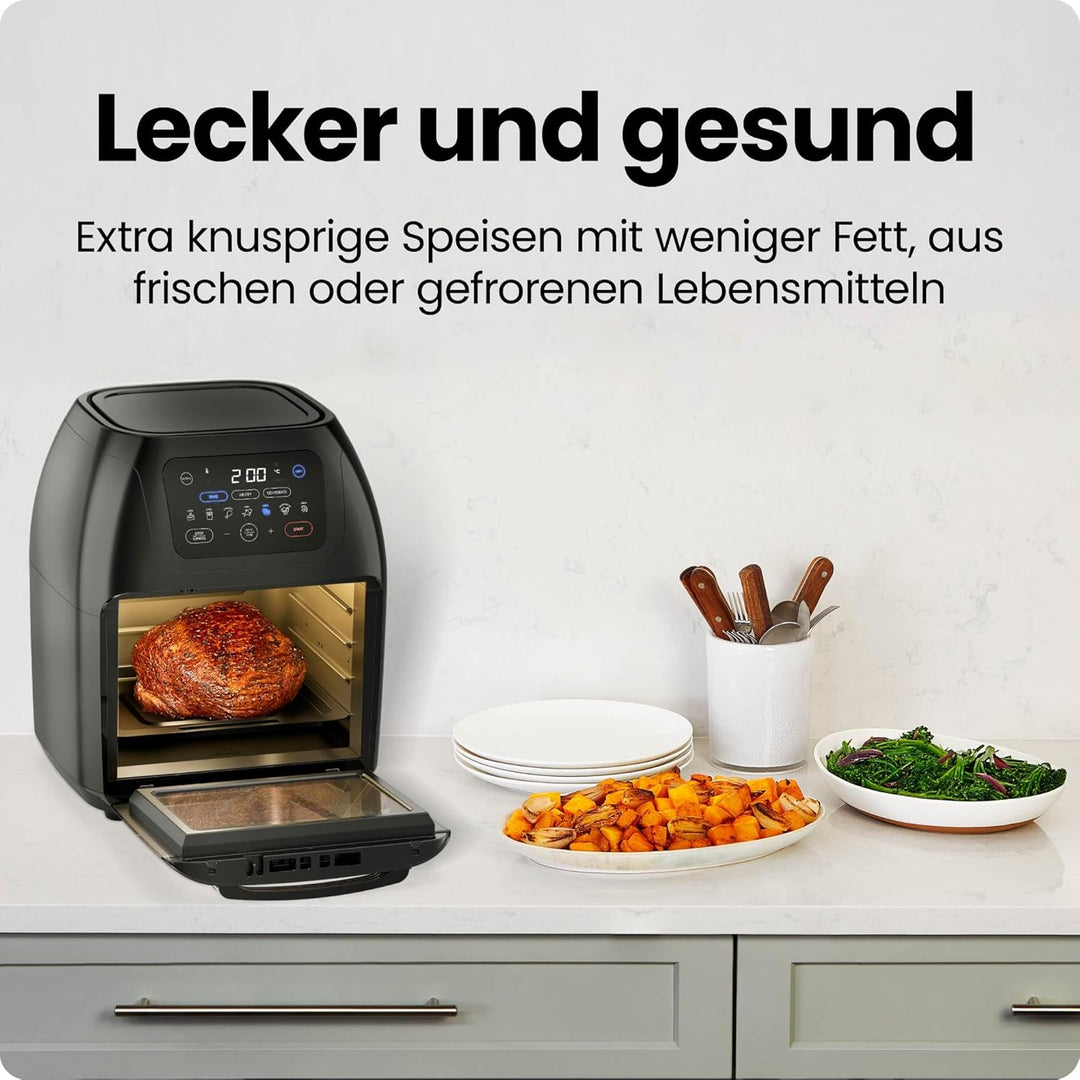 Chefman Multifunktionale Digitale Heissluftfritteuse + Rotisserie, Dörrautomat, Konvektion, 17 Touch