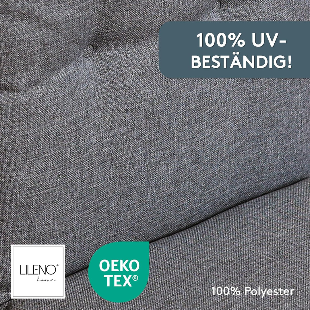 LILENO HOME Gartenstuhl Auflagen [2er Set - Niedriglehner] in Grau - Bequeme Liegen als Sitzauflagen