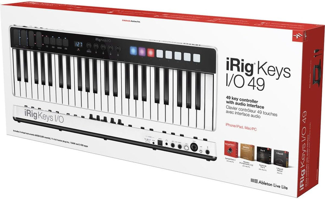 IK Multimedia iRig Keys I/O MIDI 49 - MIDI-Tastatur, tragbare Klaviertastatur, für Mac, iPhone und i