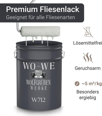 WO-WE 2K Fliesenlack MATT Silbergrau RAL 7001 Boden Wand Fliesenfarbe Bad Küche - 10Kg 10.00 kg (1er