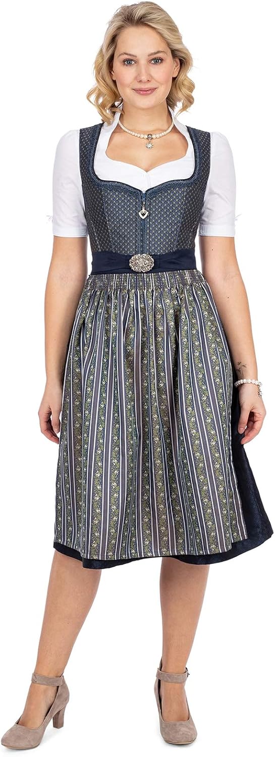 Stockerpoint Damen Mallaury Midi Dirndl (1er Pack) 42 Blau, 42 Blau