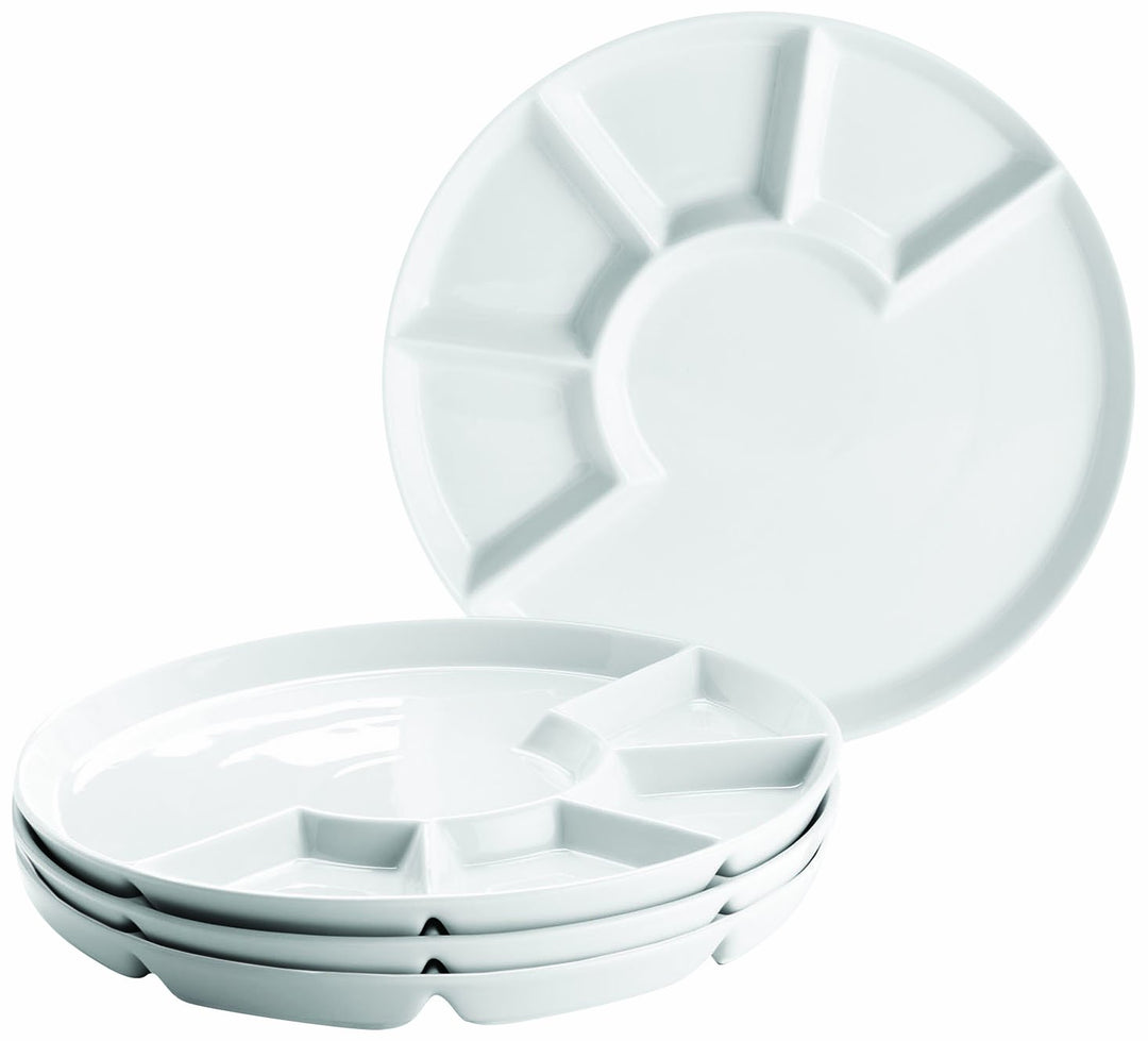 Mäser Fondueteller 4er Set 24 cm, Porzellan, Weiss