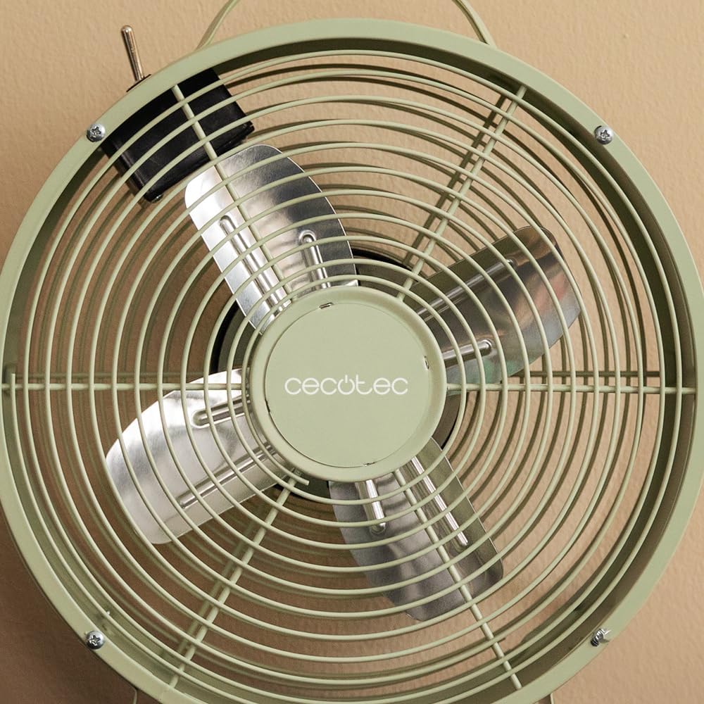 Cecotec - Tischventilatoren EnergySilence 400 RetroDesk Green, 25 W Strom, 8 Zoll, 4 aerodynamische