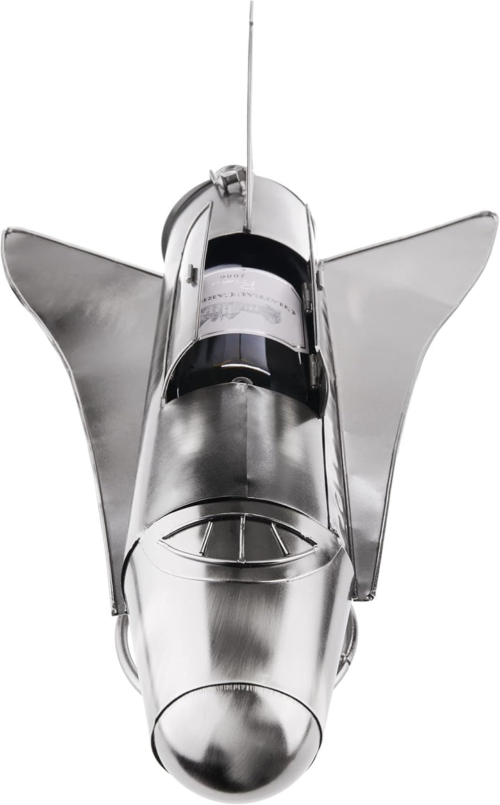 BRUBAKER Weinflaschenhalter Space Shuttle - Metall Skulptur Flaschenständer Rakete Raumfähre - Silbe