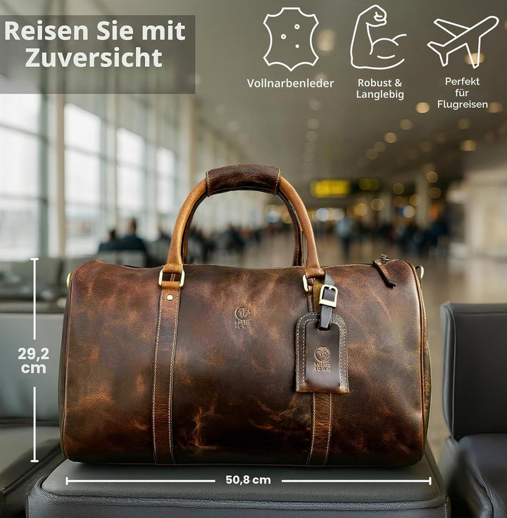 Rustic Town gross Leder Reisetasche - Carry On Vintage Umhängetasche Duffel Bag Weekender Tasche für