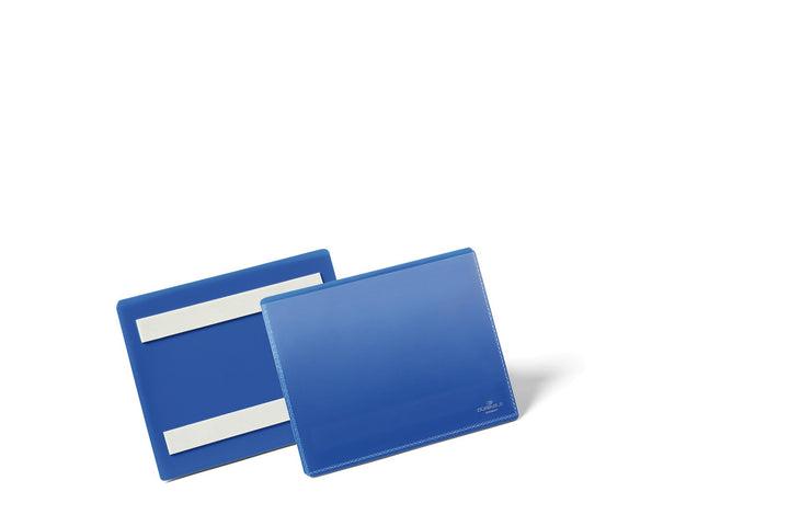 Durable Selbstklebende Etikettentasche, für Etiketten 100 x 38 mm, Packung à 50 Stück, dunkelblau, 1