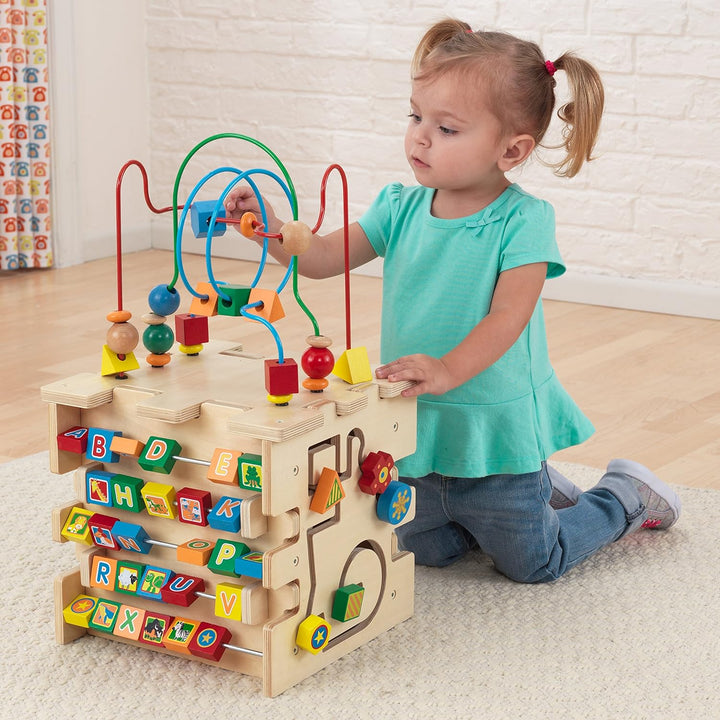 KidKraft Deluxe Motorikwürfel aus Holz, Motorikspielzeug ab 1.5 Jahre, Activity Center Baby Spielzeu