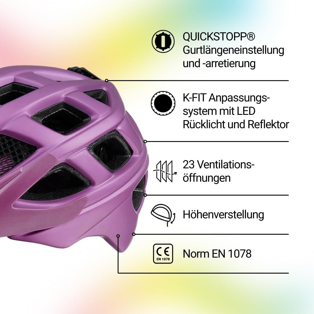 Kailu Kinder Fahrradhelm mit LED-Rücklicht, Reflektor, Flexible Grösseneinstellung Jungen Mädchen Vi