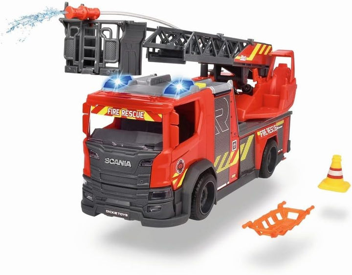 Dickie 203716017038 Scania Rosenbauer SOS Fire Rescue Licht und Sound 35 cm, 3 Jahre