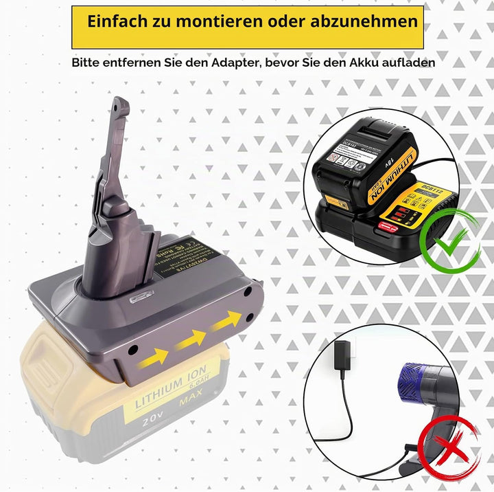 BTRUI Für Dyson V8 Batterieadapter für Dewalt 20V Batterie konvertieren zu Dyson V8 Series Animal Fl