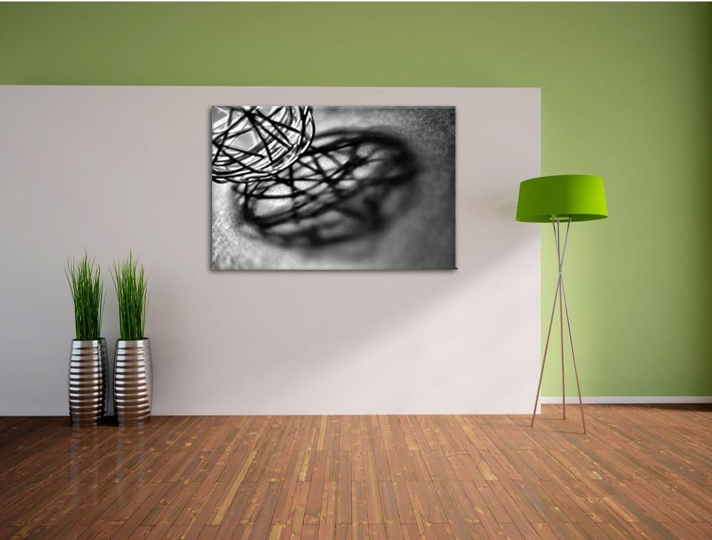 Pixxprint Schatten eines Heu Balls / 100x70cm Leinwandbild bespannt auf Holzrahmen/Wandbild Kunstdru