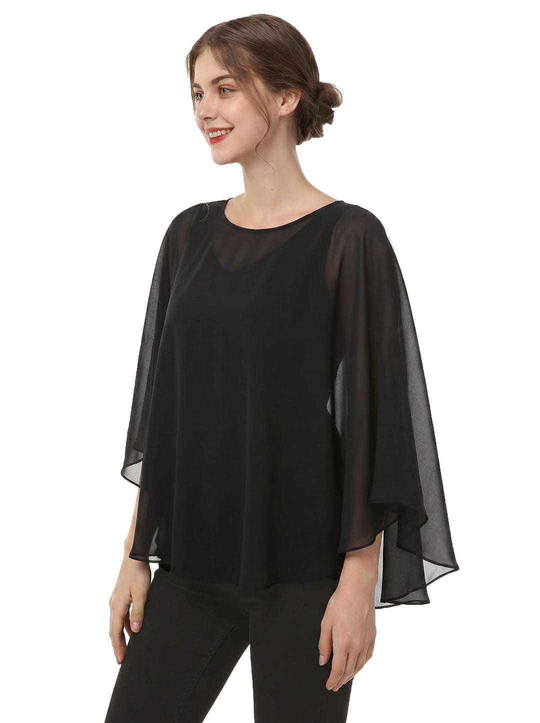 Capes for Womens Casual chiffon shawl Casual Chiffon Cape Sheer cape shawls and wraps Poncho Capelet