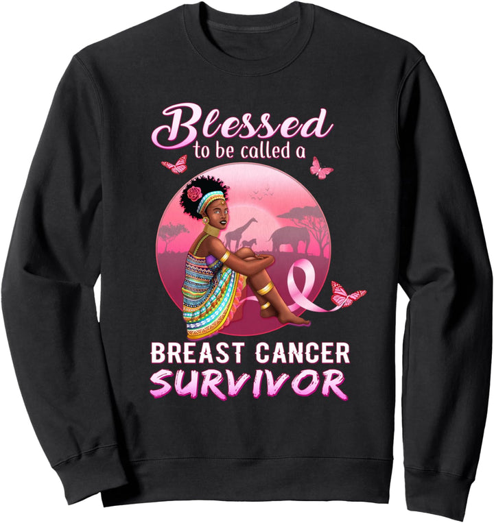 Brustkrebs-Hemden für schwarze Frauen gesegnete rosa Sweatshirt