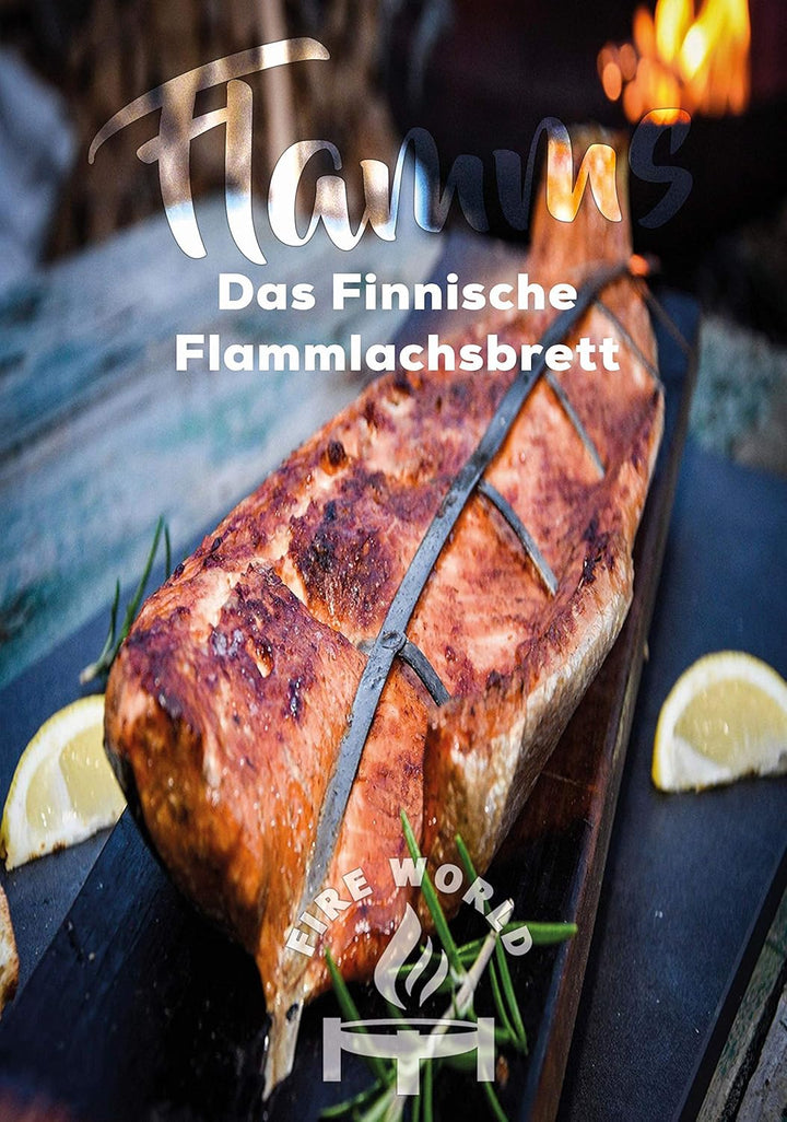 Fire World - Flammlachsbrett - 1er Set Flammlachsbrett - Flammlachsbretter mit Halterung aus Edelsta