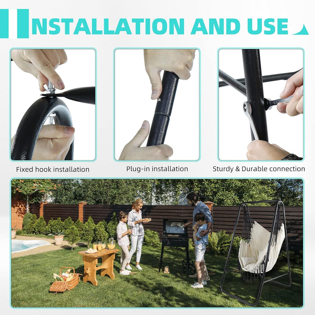 CCLIFE Hängesessel mit Gestell Kissen Hängeschaukel Hängestuhl Bis 100kg Indoor & Outdoor Garten Hän