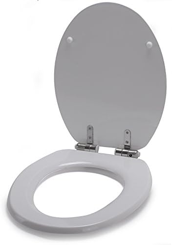 MSV WC Sitz Toilettendeckel MDF Holzkern "Uni weiss" Scharniere aus Edelstahl - hochwertige und stab