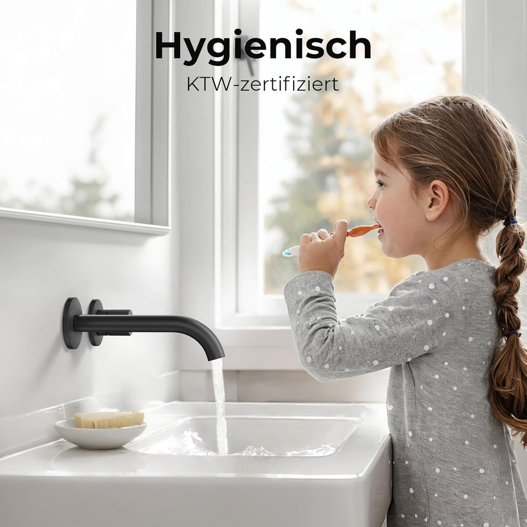 EMKE Waschtischarmatur Unterputz für Wandmontage, Wasserhahn Bad Unterputz, Mischbatterie Waschbecke