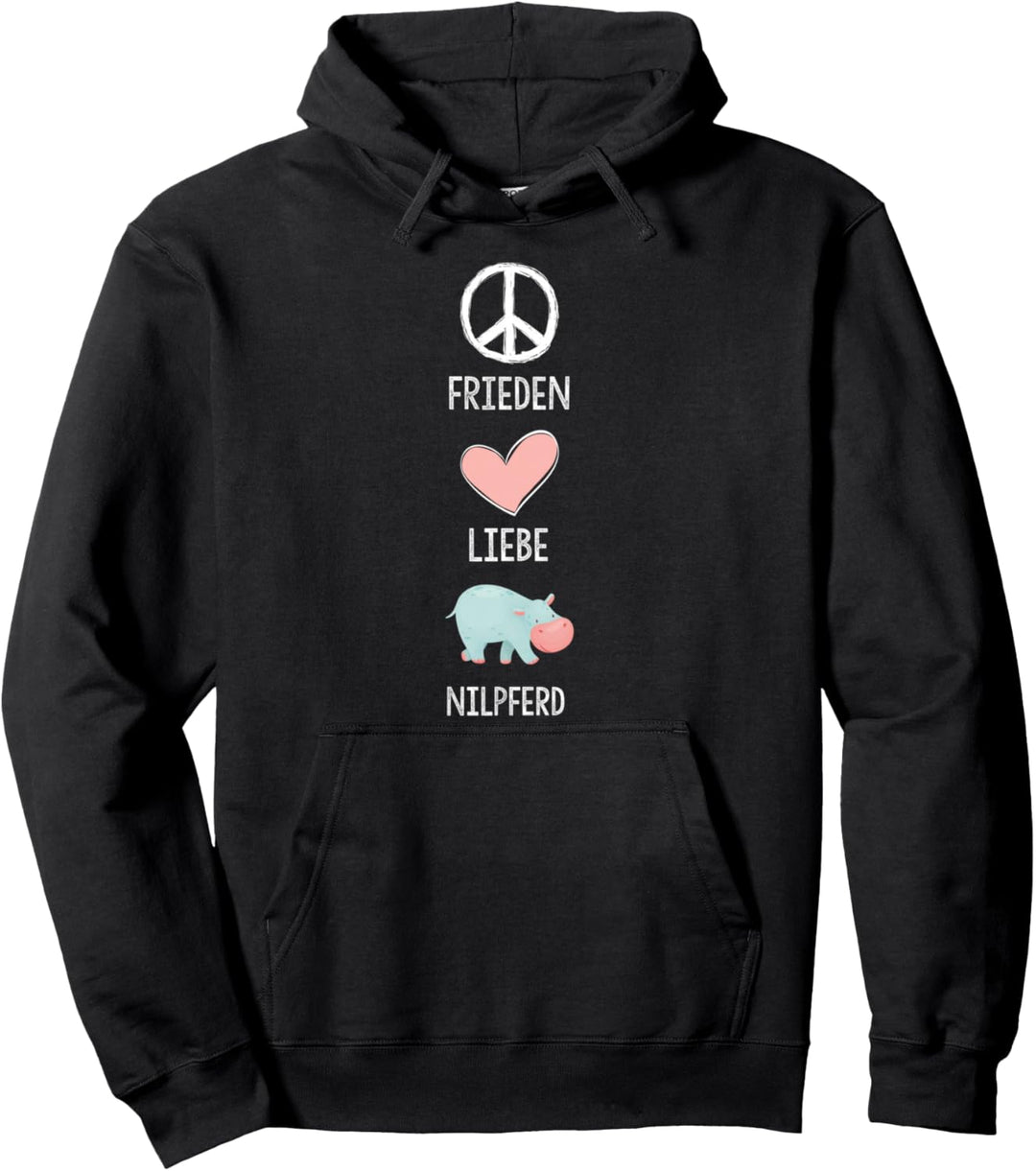 Frieden Liebe Nilpferd ,Lustiges Hippo Nilpferd Pullover Hoodie