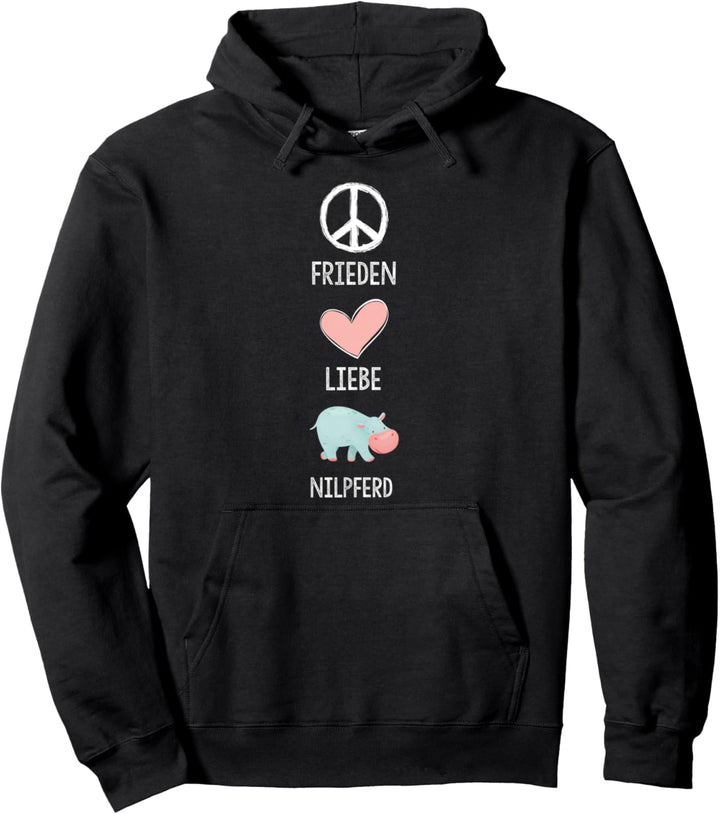 Frieden Liebe Nilpferd ,Lustiges Hippo Nilpferd Pullover Hoodie