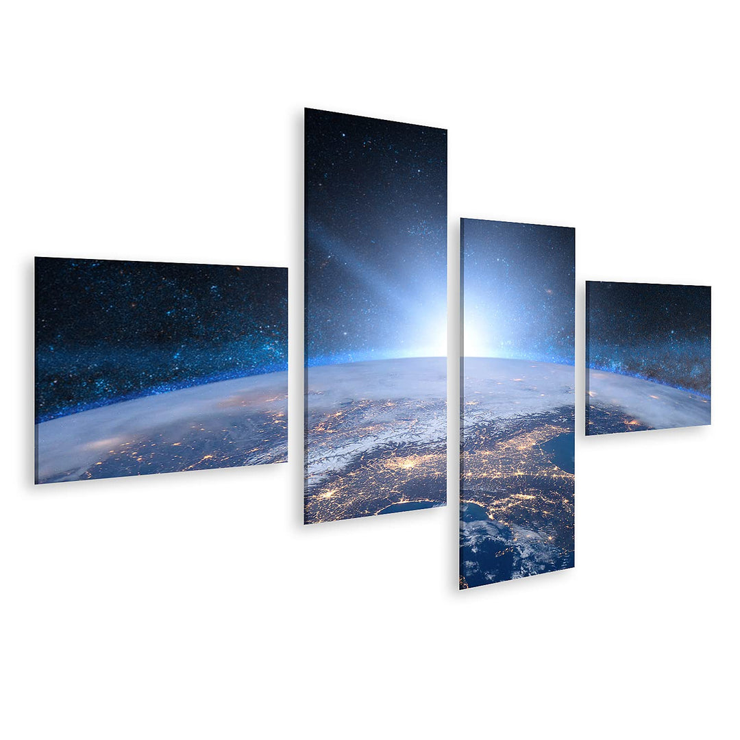 islandburner Bild auf Leinwand Erde Raum Blauer Sonnenaufgang Bilder Wandbilder Poster Leinwand 150x