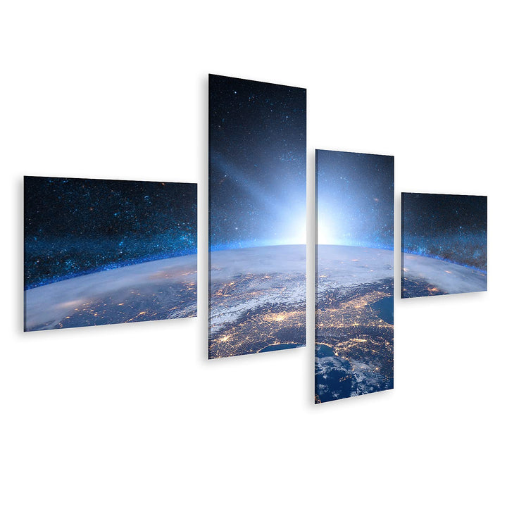 islandburner Bild auf Leinwand Erde Raum Blauer Sonnenaufgang Bilder Wandbilder Poster Leinwand 150x