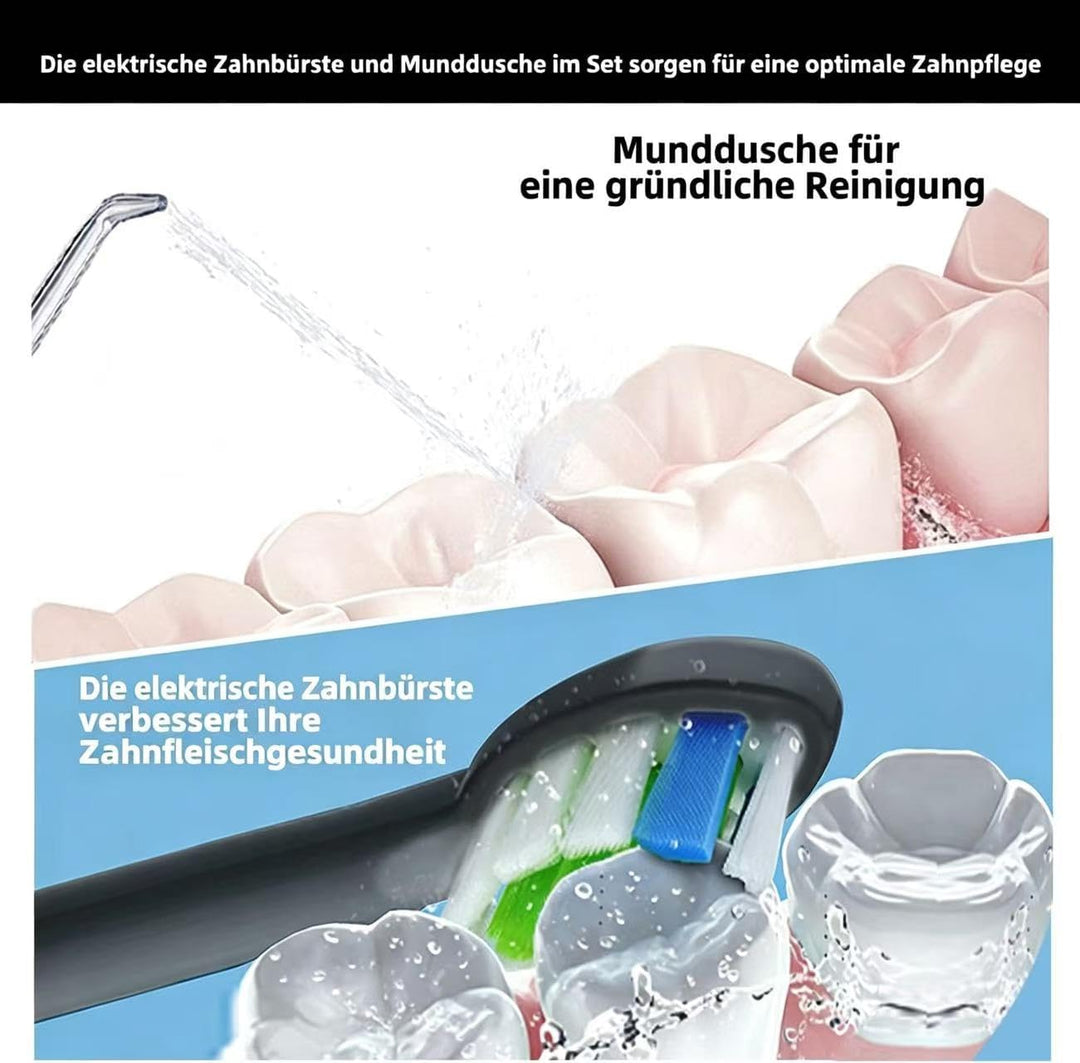 2-1 Mundreinigungsset, Wasser-Zahnseide und elektrische Zahnbürste, Bürsten und Zahnseide, für Zahnr