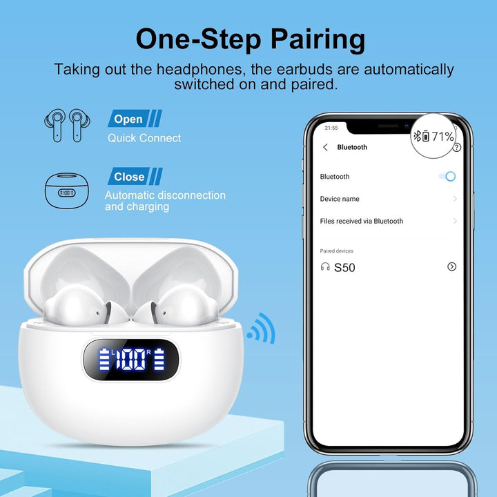 Kopfhörer Kabellos Bluetooth, In Ear Kopfhörer Bluetooth 5.3 mit 4 ENC Noise Cancelling Mic, 2026 Ne