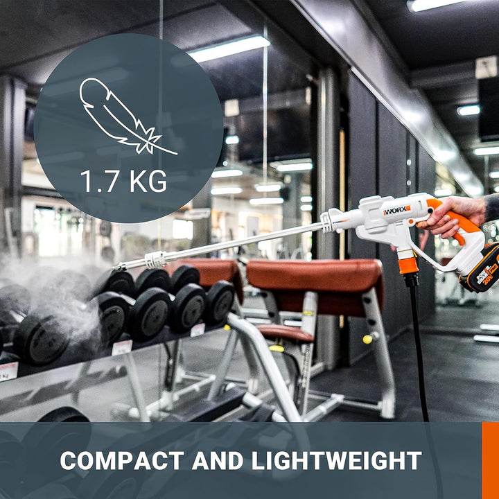 WORX 20V Akku Desinfektionssprühgerät WP651E, 5 Liter Umhängetank, Schwarz/Orange 5l