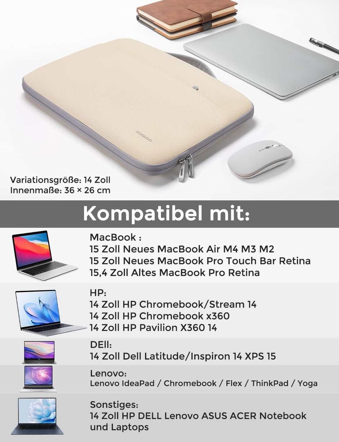 DOMISO Laptoptasche Laptop Tasche Hülle Notebook Sleeve Case Bag Schutzhülle Kompatibel mit 15 zoll