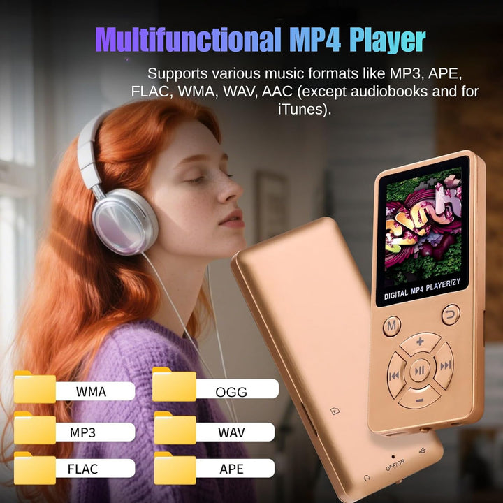 MP3-Player/MP4-Player 64GB Bluetooth 5.0 HiFi MP3 Musik-Player, 1,8-Zoll-LCD-Bildschirm mit Lautspre