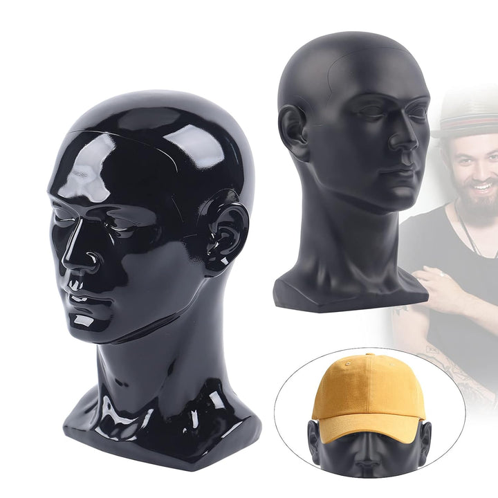 Männlicher Modellkopf Schaufensterpuppenkopf Mannequin Kopf mit Ohren aus PVC für Kopfhörer Hüte Per
